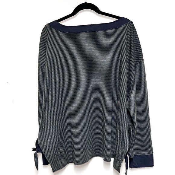 NWT HABITAT LIV DRAWSTRING BOXY SWEATSHIRT TOP CITRON STRIPE Sz 2X- 3X Host Pick - Picture 4 of 9